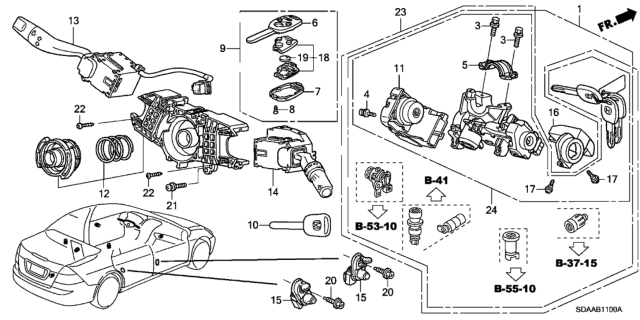 2007 Honda Accord  CYLINDER SET, KEY Diagram for 06350SDA305