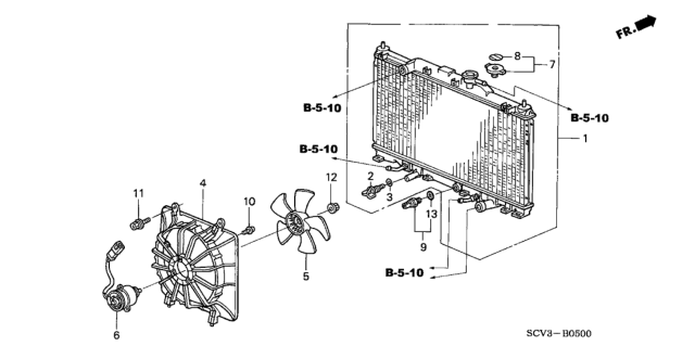 2003 Honda Element  Shroud (Denso) Diagram for 19015PZDA01