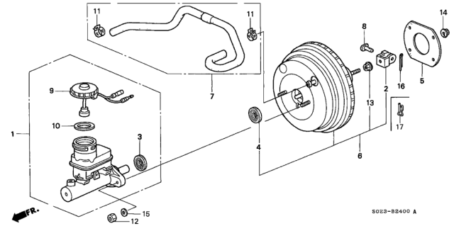 1996 Honda Civic  Tube Assy., Master Power Diagram for 46402S01A11