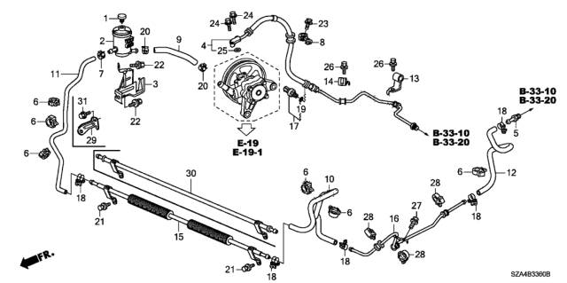 2009 Honda Pilot  Hose, Oil Cooler Diagram for 53732SZAA01