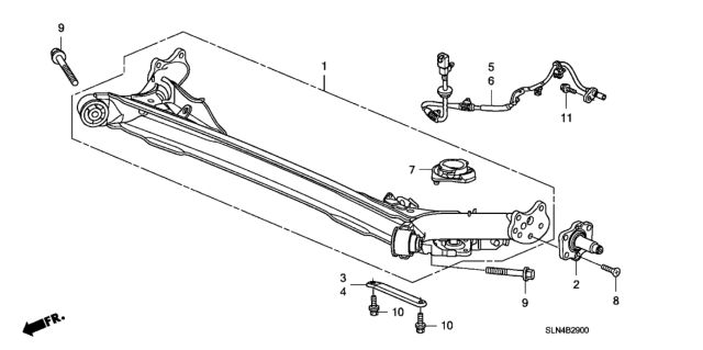 2007 Honda Fit Beam Assembly, Rear Axle Diagram for 42100SLN030