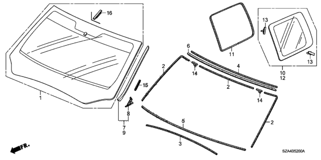 2009 Honda Pilot  Base, Rearview Mirror Harness Cover Diagram for 76411SDA000