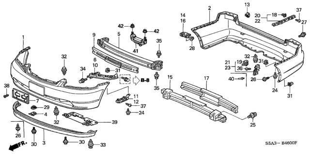 2003 Honda Civic Absorber, FR. Bumper Diagram for 71170S5DA01