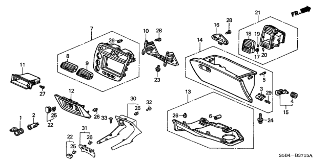 2005 Honda Civic  Bracket, Center Panel Diagram for 77255S5A000