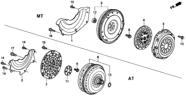 2000 Honda Civic  Flywheel Diagram for 22100P10000