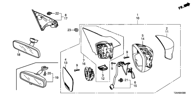 2017 Honda Accord Garnish Assy., R. Door Mirror *NH167L* (GRAPHITE BLACK) Diagram for 76220T2AA01ZA