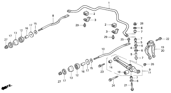 1996 Honda Odyssey  Bush, Front Radius Rod (Rear) (Hokushin) Diagram for 51381SX0013