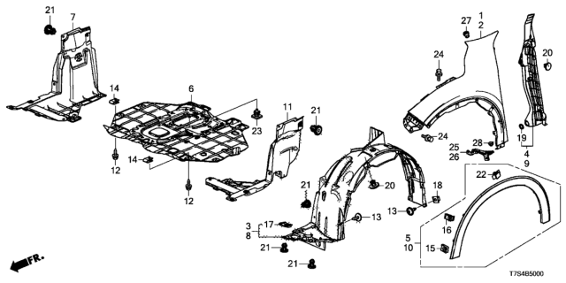 2019 Honda HR-V  Clip, Cover (Lower) Diagram for 91514TG1T01