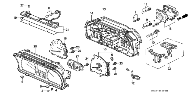1989 Honda CRX  Speedometer Assembly (Northland Silver) Diagram for 78115SH3A33