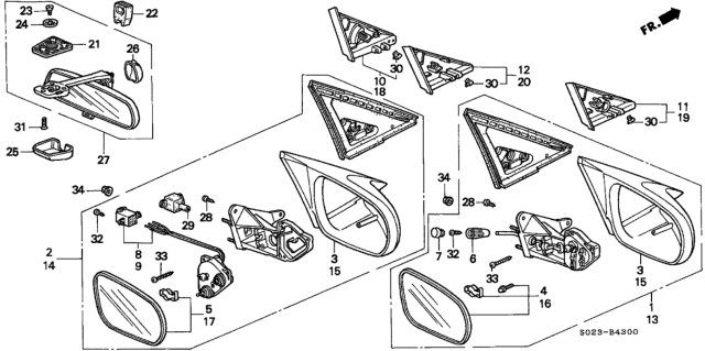 1998 Honda Civic Mirror, Passenger Side Diagram for 76203S01A05