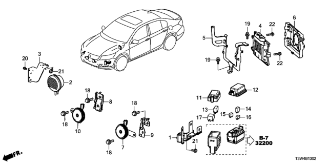 2017 Honda Accord Hybrid  Bracket, Horn Diagram for 38101T2AA00