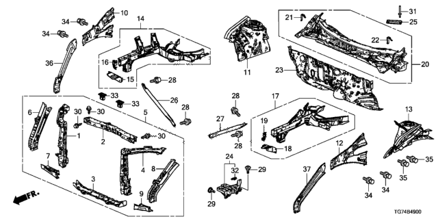 2017 Honda Pilot  Housing, L. FR. Shock Absorber Diagram for 60750TZ5A02ZZ