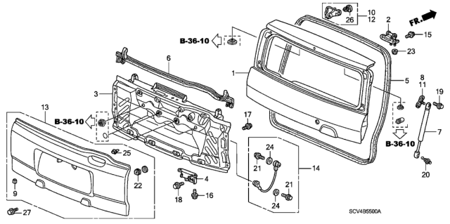 2006 Honda Element Tailgate (Lower) (DOT) Diagram for 68700SCVA90ZZ