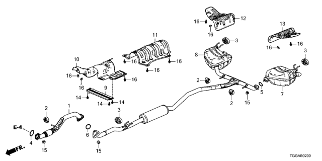 2021 Honda Civic  Muffler, Exhuast (Coo) Diagram for 18305TGG335