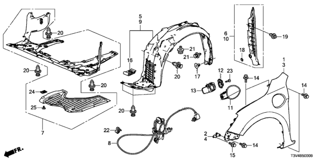 2014 Honda Accord  Stay L, FR Fender Diagram for 60262T2AA00ZZ