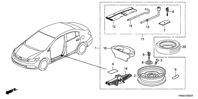 2013 Honda Civic  Jack Assy., Pantograph Diagram for 89310S5DA12