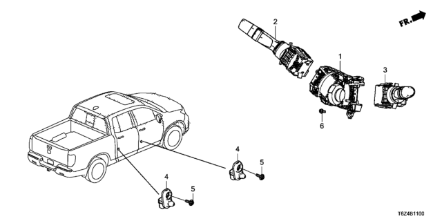2021 Honda Ridgeline Switch Assembly, Wiper Diagram for 35256TVAA11