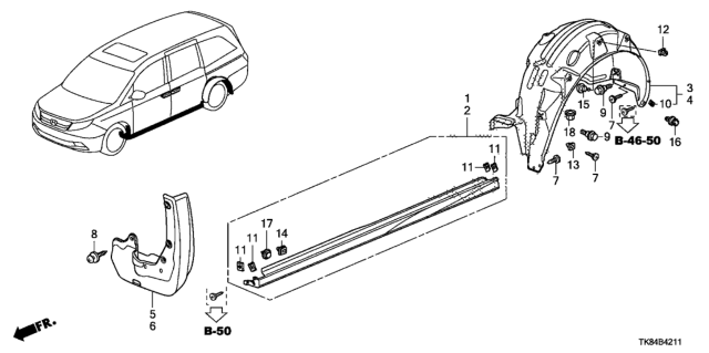 2014 Honda Odyssey  Garnish, R. *NH533* Diagram for 71800TK8A20ZA