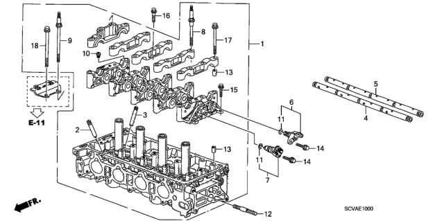 2008 Honda Element Cylinder Head Assembly Diagram for 12100RAAA01