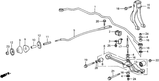 1989 Honda Prelude  Bush, Stabilizer Holder (42MM) Diagram for 51306SF1000