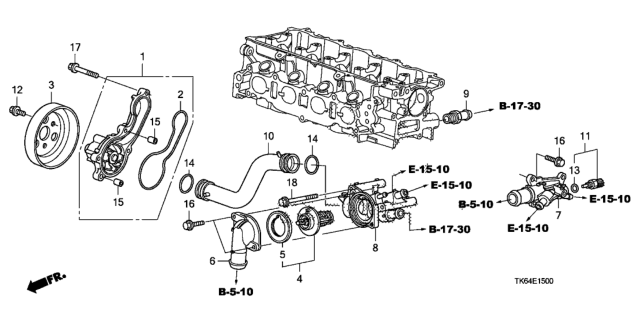 2009 Honda Fit Gasket, Water Pump Diagram for 19222RB0003