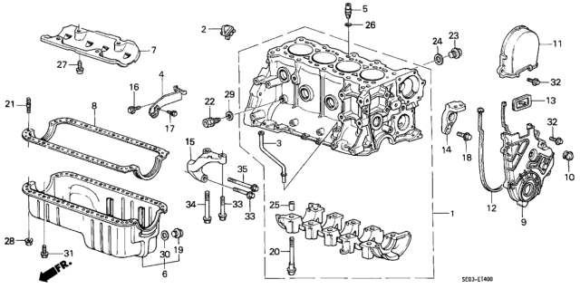 1989 Honda Accord  O-Ring (6.5X1.5) Diagram for 91305371003