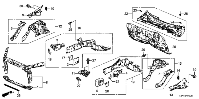 2016 Honda Accord Wheelhouse, L. FR. Diagram for 60750T2GA00ZZ