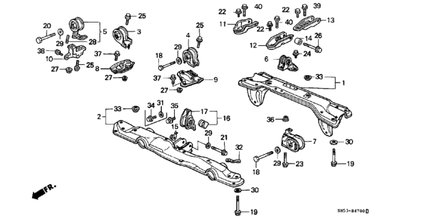 1988 Honda Civic  Bracket, RR. Engine Mounting (MT) Diagram for 50827SH3020