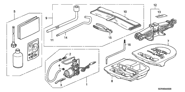 2005 Honda Accord Hybrid Bag, Tool Diagram for 89101SW5003