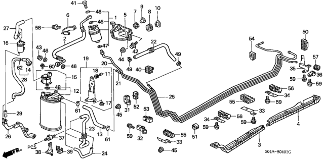 1999 Honda Civic Filter Set, Fuel Diagram for 16010ST5931