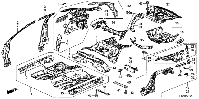 2016 Honda Accord  Bracket LWR, Bumper Beam Diagram for 65682T2AA10ZZ