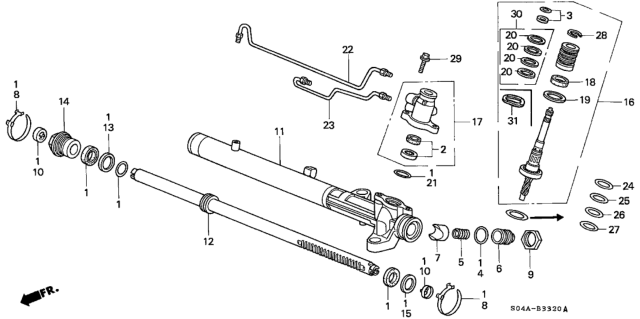 1998 Honda Civic  Housing Sub-Assy., Steering Rack Diagram for 53608S04A52