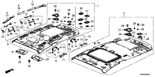 2018 Honda Fit Lining Assy., Roof *NH882L* (PLATINUM GRAY) Diagram for 83200T5RA51ZA