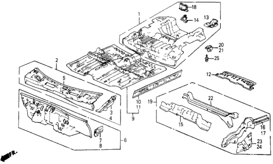 1987 Honda Civic  Sill, R. FR. Inside Diagram for 70220SB6661ZZ
