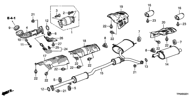 2014 Honda Crosstour Rubber, Exhuast Mounting Diagram for 18215TA0A01
