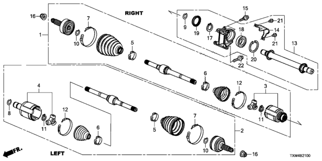 2020 Honda Insight Joint Set, Inboard Diagram for 44310TVA306