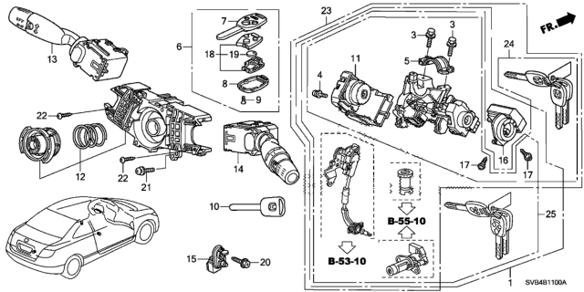 2010 Honda Civic Lock Assy., Steering Diagram for 35100SNA911