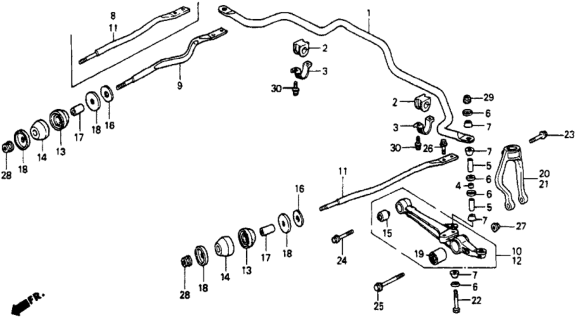 1990 Honda Accord  Arm, Left Front (Lower) Diagram for 51365SM4040