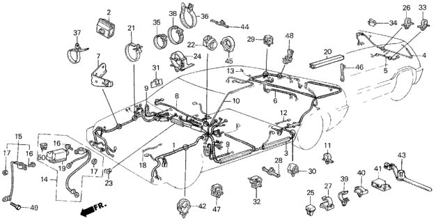 1987 Honda Civic  Clip, Wire Harness Diagram for 90682SB3003