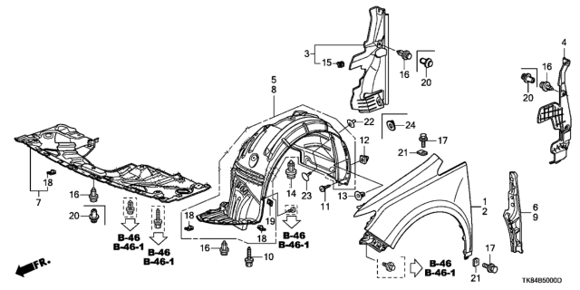 2014 Honda Odyssey  Fender, Left Front (Dot) Diagram for 60260TK8A80ZZ