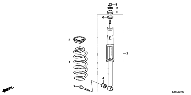2014 Honda CR-Z Shock Absorber Assembly, Rear Diagram for 52610SZTA71