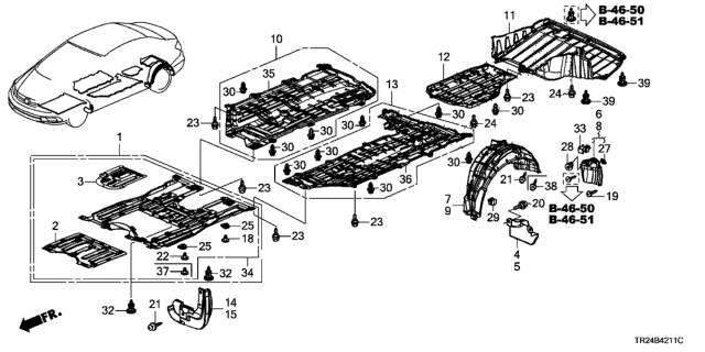 2014 Honda Civic  Plate, Rear Engine Cover (Lower) Diagram for 74115TR0A00