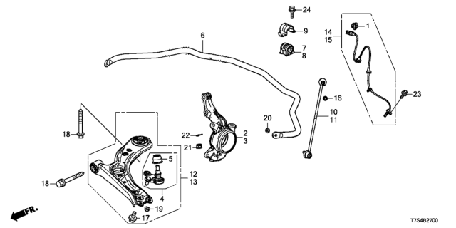 2019 Honda HR-V Sensor Assembly, Right Front Diagram for 57450T7WA01