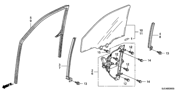 2008 Honda Ridgeline Sash, R. FR. Door (Lower) (FR) Diagram for 72230SJCA01