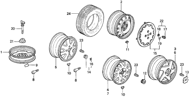 1994 Honda Prelude Disk, Driver Side Aluminum Wheel (15X6 1/2Jj) Diagram for 42710SS0A82