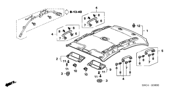 2008 Honda Civic Holder, Sunvisor *NH556L* (GRAY) Diagram for 88217S04003ZV