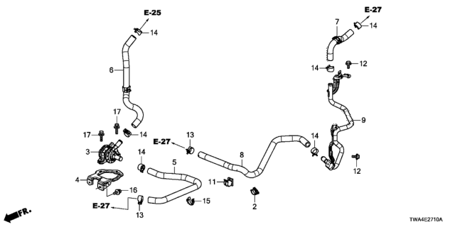 2018 Honda Accord Hybrid  Water Pump Assembly, Electric Diagram for 1J2005Y3004