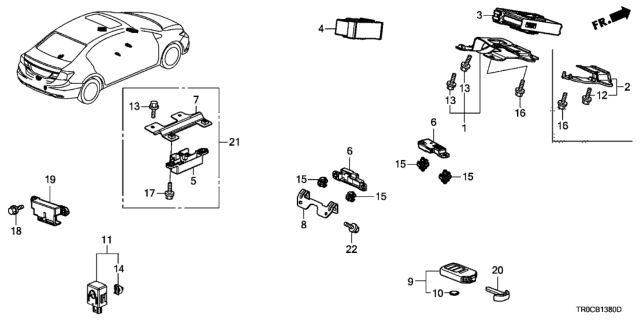 2014 Honda Civic  Clip, Lf Antenna Diagram for 91533SZW003