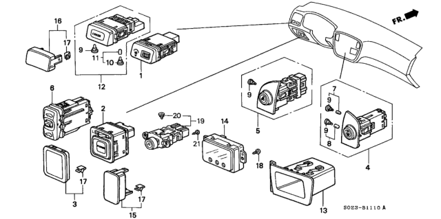1997 Honda Civic  Bulb (Green) Diagram for 35850SZ3911