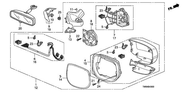 2010 Honda Insight  Mirror Assembly, Passenger Side Door (Cerulean Blue Metallic) (Coo) (R.C.) Diagram for 76200TM8315ZA